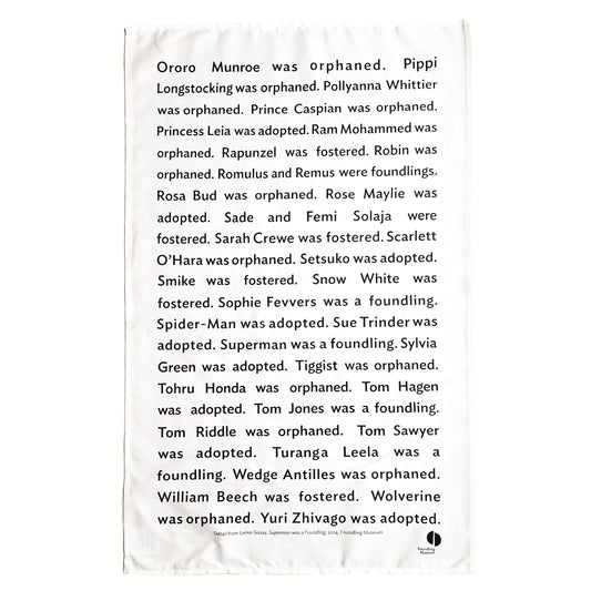 Superman was a Foundling tea towel - Lemn Sissay