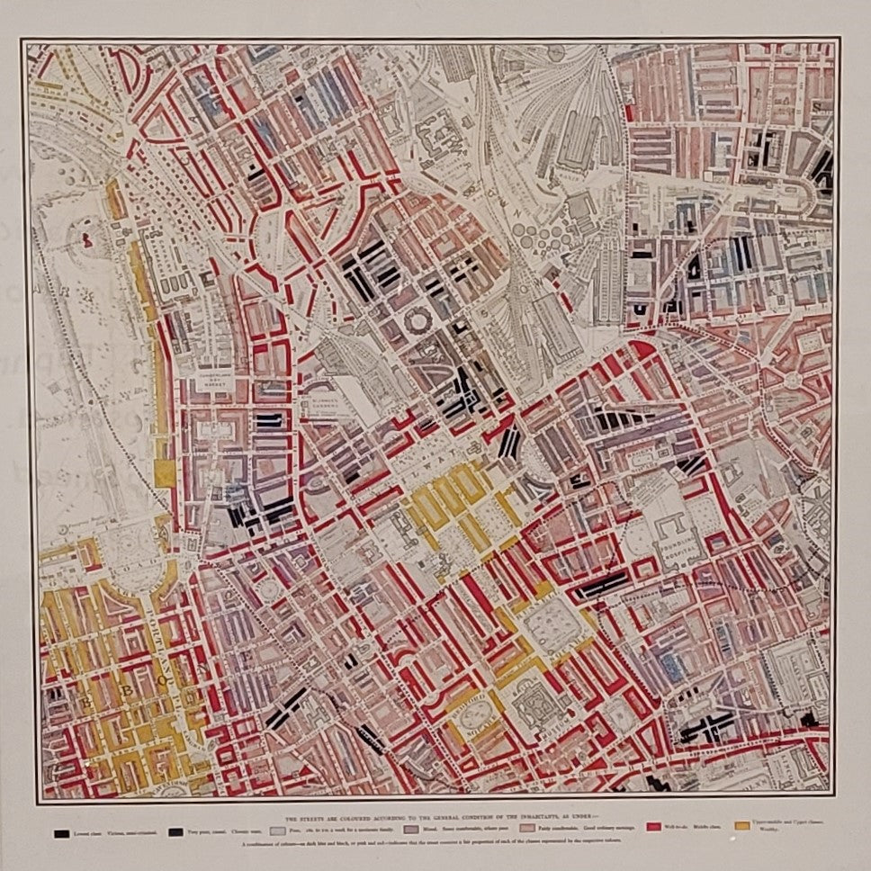 Old Marble Folding Map - Charles Booth (1889)