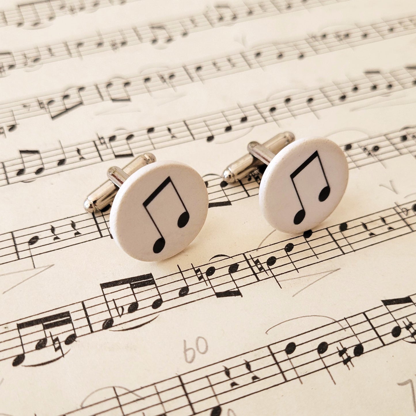 Ceramic Cufflinks - Music Note