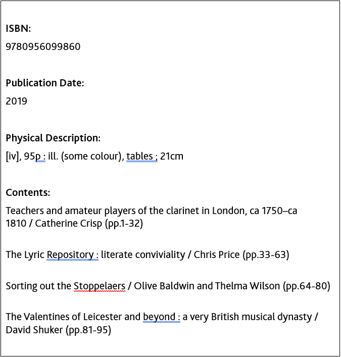 A Handbook for Studies in 18th-Century English Music