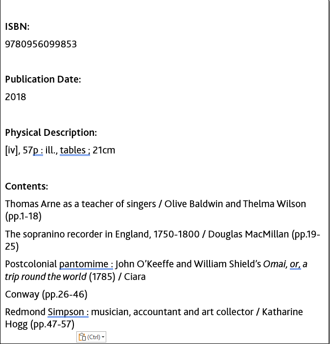 A Handbook for Studies in 18th-Century English Music