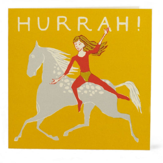 Hurrah! Rider on a horse greeting card