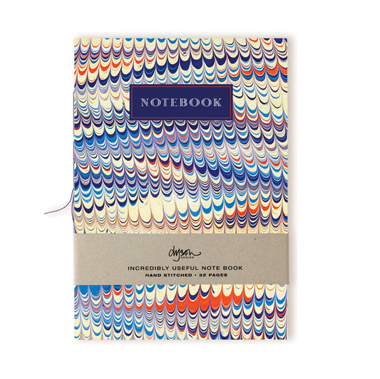 Marbled Notebook - Cream and Blue