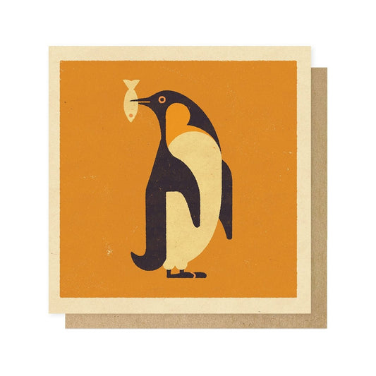 Orange Penguin greeting card