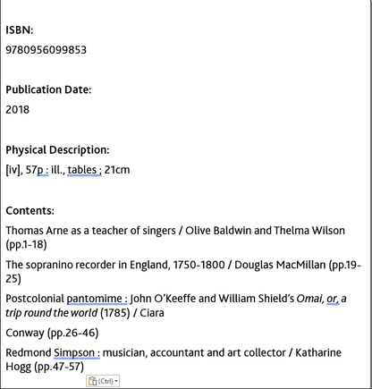 A Handbook for Studies in 18th-Century English Music