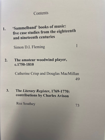 A Handbook for Studies in 18th-Century English Music
